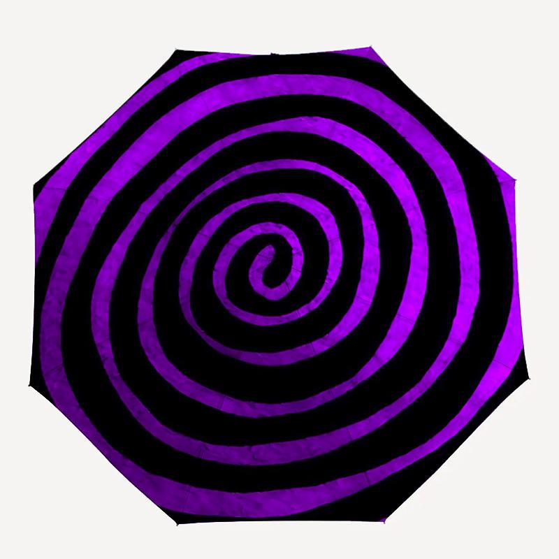 1pc Spiral Pattern Automatic Folding Umbrella - Compact 8-Rib Design, Durable Plastic & Iron, Lightweight for Outdoor Daily Use191