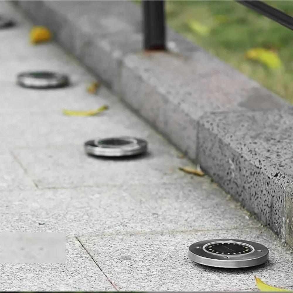 1/4pcs/8pcs Outdoor Solar Lights Buried Garden Decor 8/16LED Lamp Sunlight Power Disk Light Underground Yard Lawn Spotlight