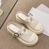 Hollow woven through-mesh platform slippers 2025 one-word strap single shoes sandals women's shallow mouth Mary Jane shoes