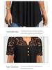 Spring/Summer 2025 European & American Women's Black Lace Short Sleeve Casual Top