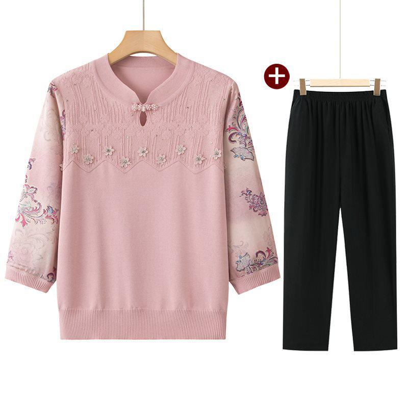 Elegant Ice Silk Knit Top for Stylish Moms (50-60 Yrs) - Summer Wear