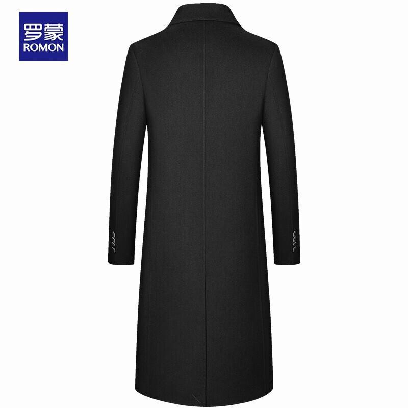 Luomon Męski Płaszcz Slim-Fit Dwurzędowy Długi z Mieszanki Wełny