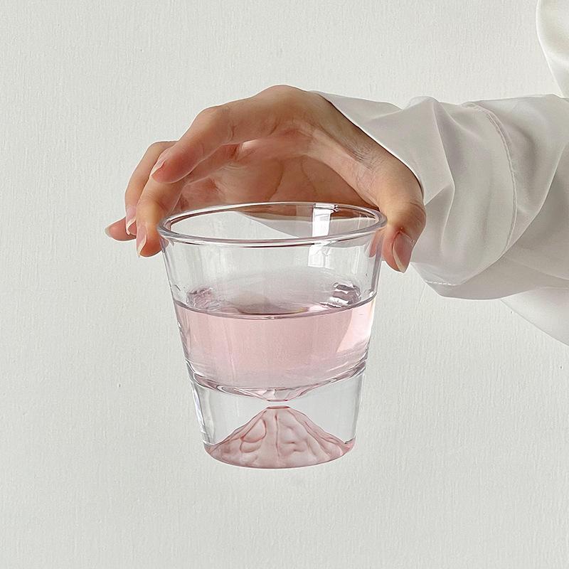 Pink Mount Fuji Cherry Whiskey Tall Cup Coffee Glass Home Bar Beverage Utensils