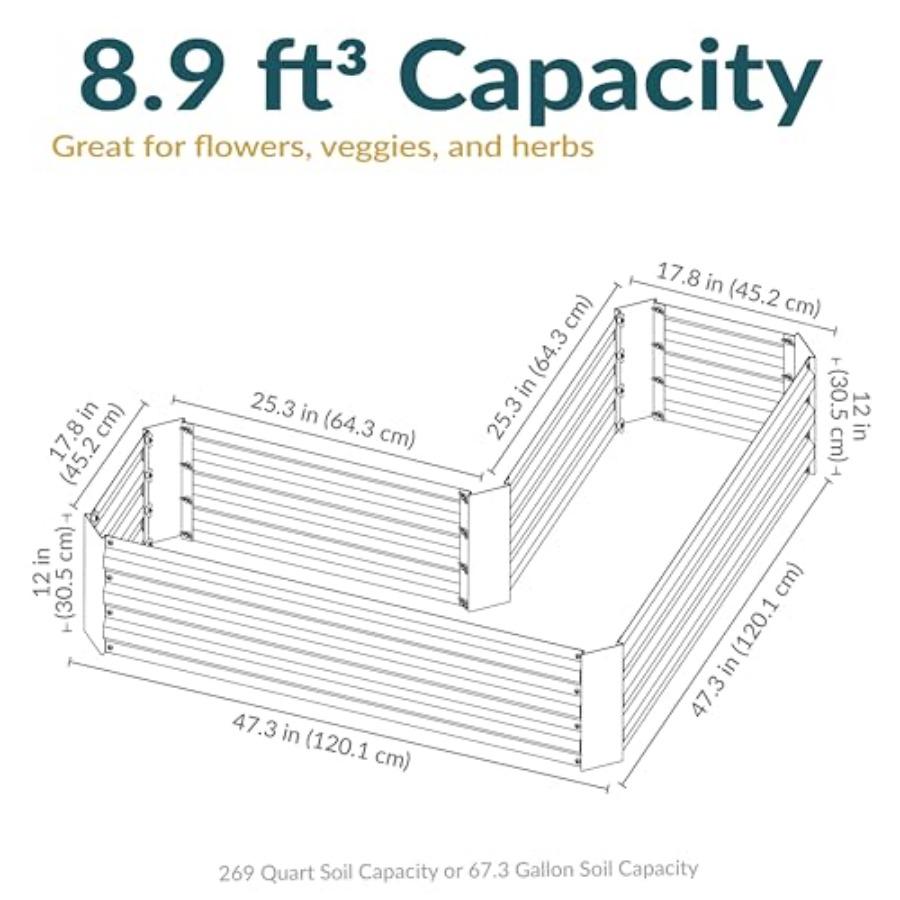 Sunnydaze Galvanized Raised Garden Bed - Metal Raised Bed for Gardening - Outdoor Planter Box for Flowers Plants and Vegetables