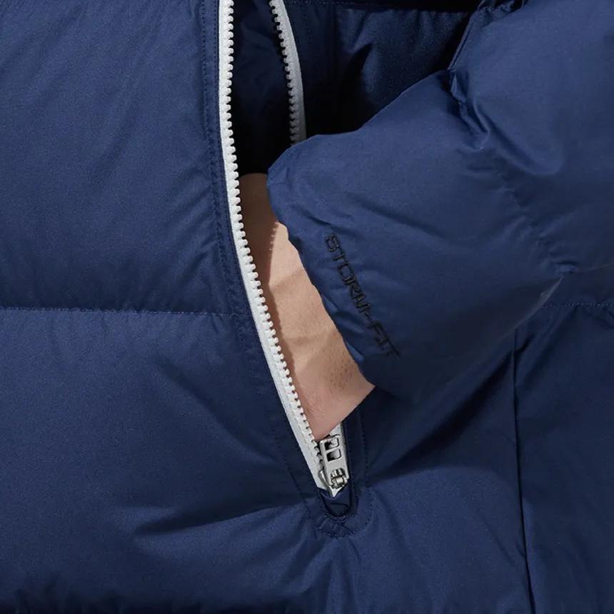 Nike Logo Print Zip-Up Windproof Warm Hooded Mid-Length Down Jacket Men Outerwear Blue DV0756-410