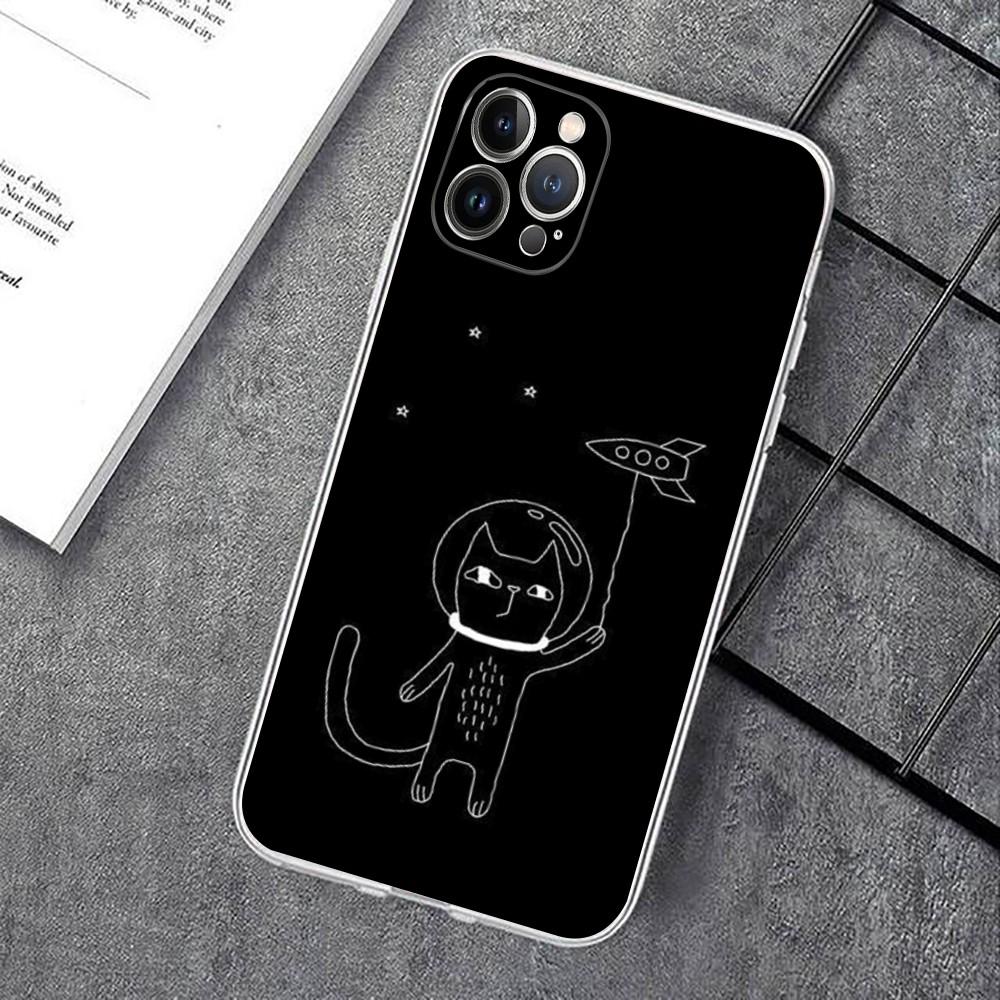 Cute Cat Line Phone Case For iPhone 15 14 11 12 13 Mini Pro XS Max Cover 6 7 8 Plus X XR SE 2020 Funda Shell