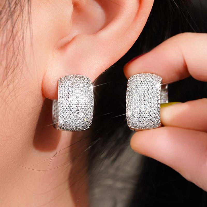 Bling Bling CZ Hoop Earrings for Women Daily Wear Sparkling Earrings Wedding Party High Quality Fashion Jewelry Hot Sale