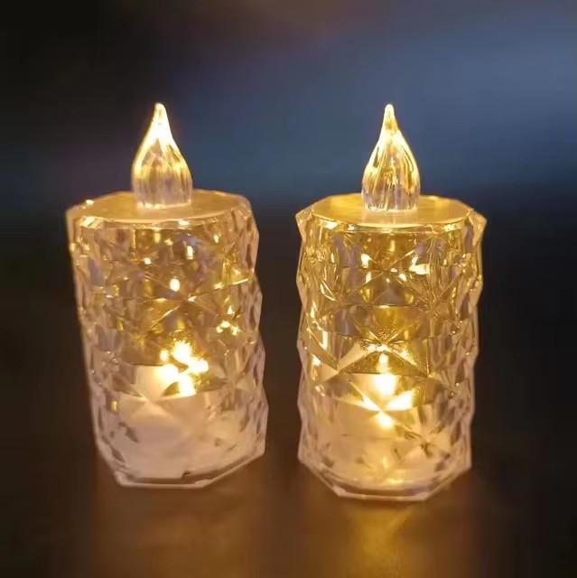 

Хрустальные свечи светодиодные прозрачные беспламенные фонарики на батарейках ночники для свадьбы, дня рождения, Рождества, Хэллоуина, декора 6-Pack теплый белый