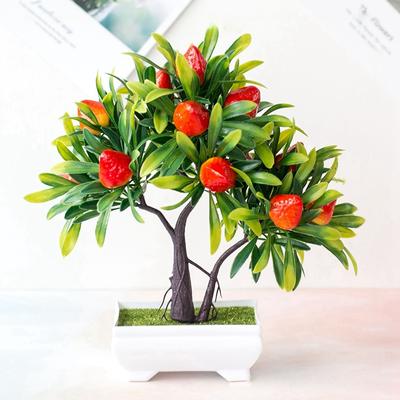 Simulated Artificial Flower Bonsai Potted Plants Living Room Decoration Dining Table Ornaments Microscopic Scenery Orange Trees