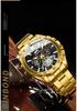 BINBOND Men's Luminous Trendy Tourbillon Watch with Steel Band, Three Dials & Six Hands 
