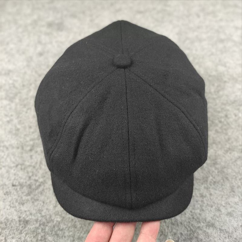 Winter Thickened Quilted Duckbill Cap, Middle-aged and Elderly Warm Cotton Hat, Casual Solid Color Simple Forward Cap for Men