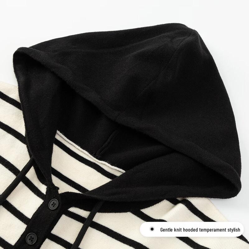 FivePlus Women's Striped Hooded Knit Sweater