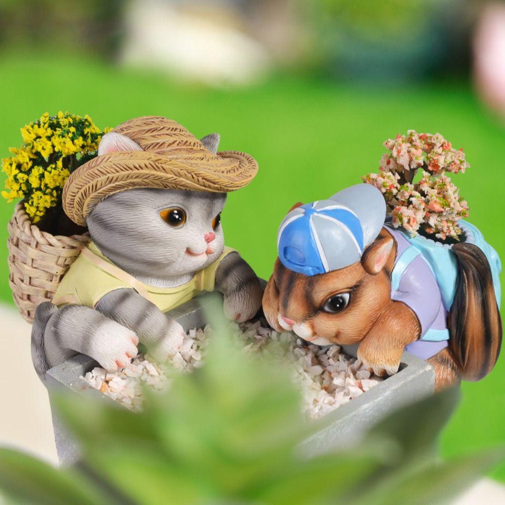 

Mini Flower Pot Hugger Figurine Creative Climbing Animal Figurine Office Style 1