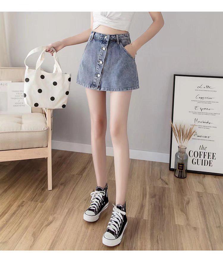 

Летняя джинсовая юбка с высокой талией, свободного кроя, с широкими штанинами для женщин 4XL синий