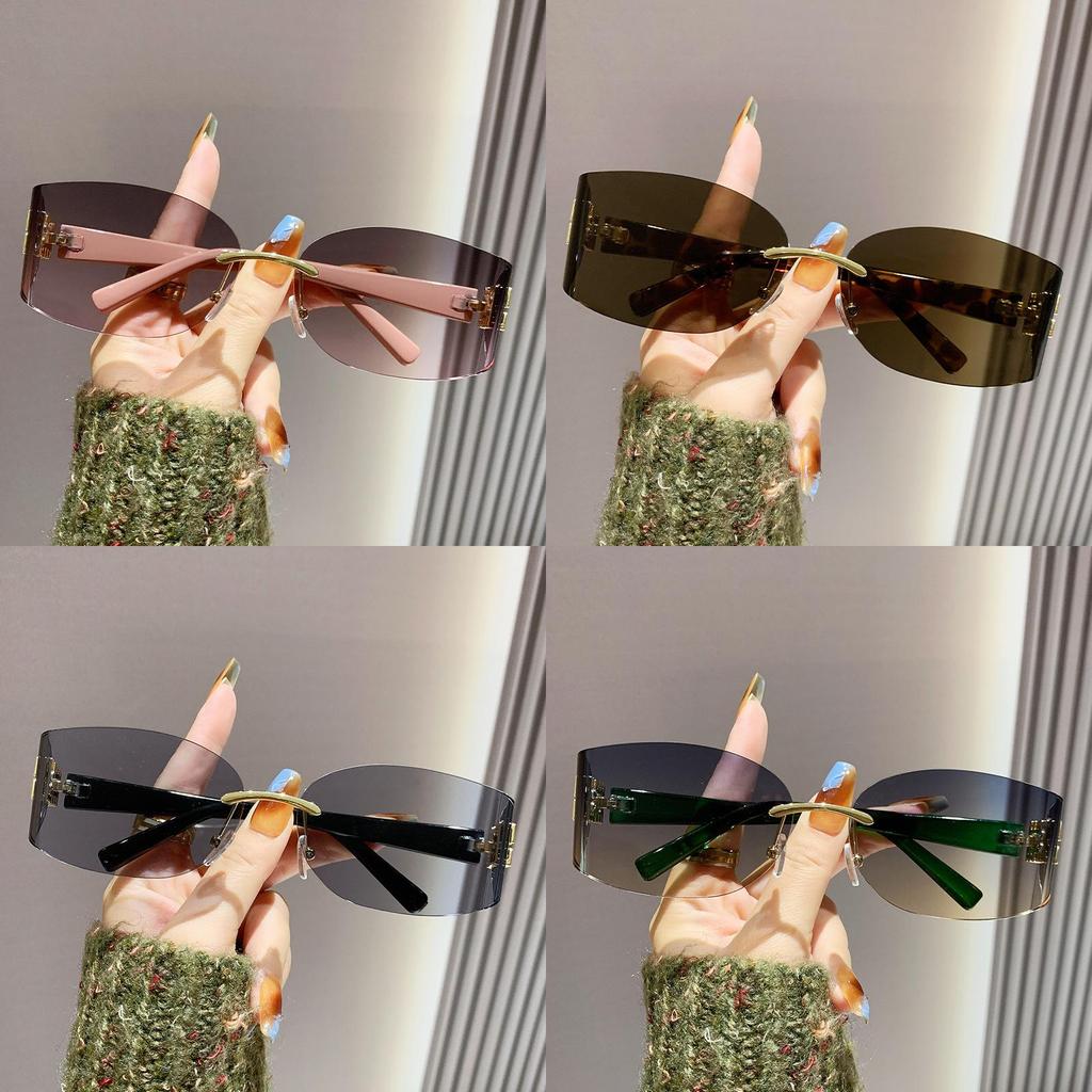 New Fashion Female Square Rimless Sunglasses With Uv400 Protection For Travel And Parties