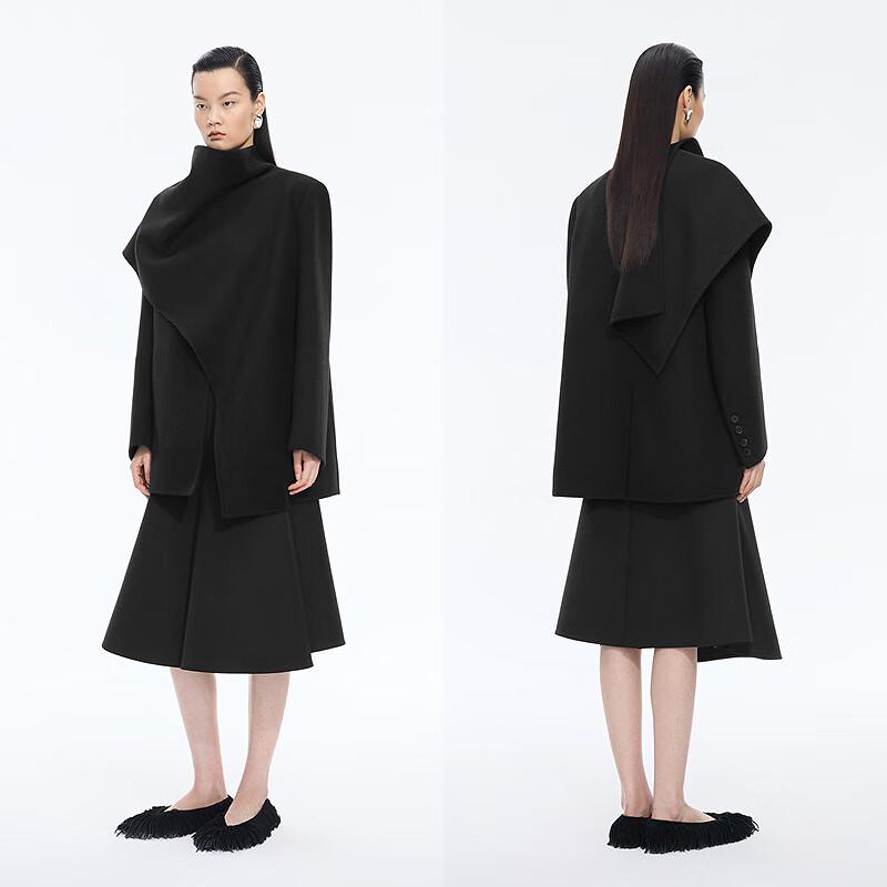 JNBY Loose Fit Wool & Cashmere Blend Scarf Collar Coat