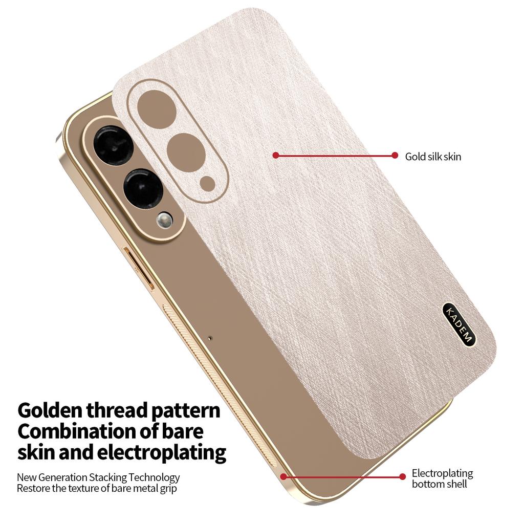 KADEM For Samsung Galaxy S25 Edge Case Electroplating Silk Texture PU+TPU Phone Back Cover