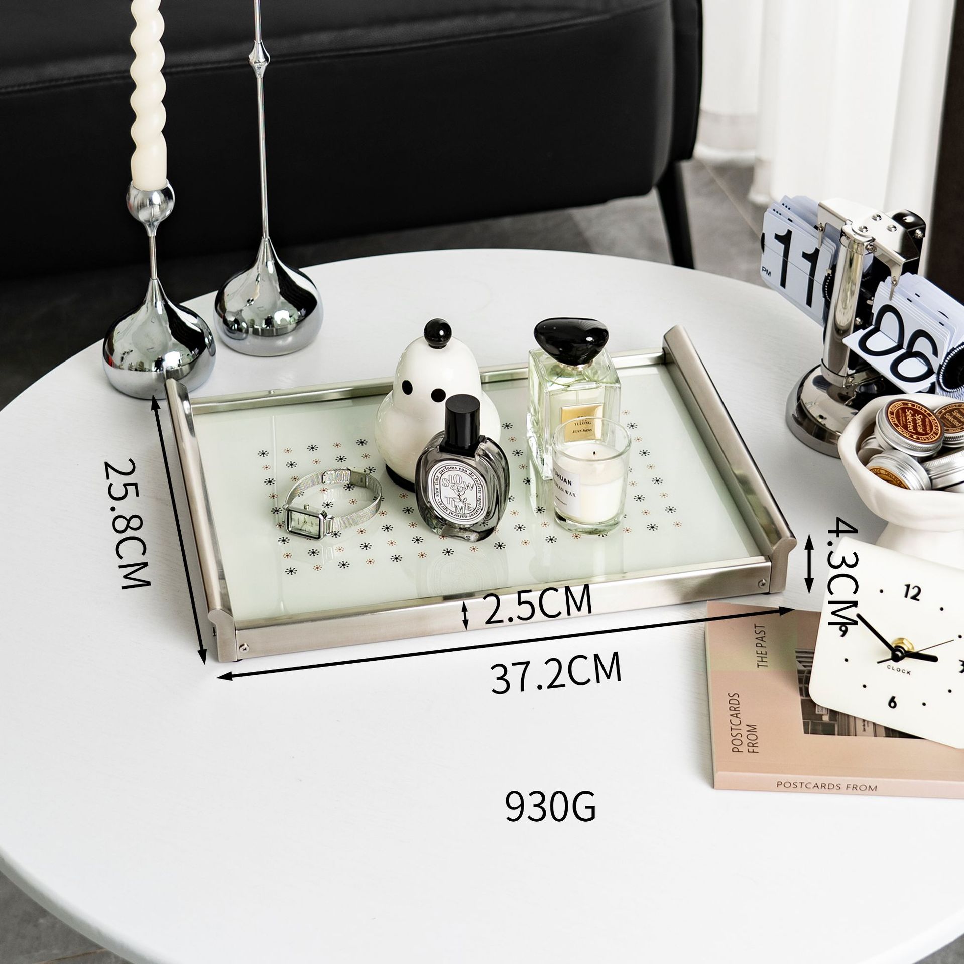 

Modern Stainless Steel & Acrylic Aromatherapy Tray, Luxury Desktop Storage Organizer, High-End Decorative Ornament for Home