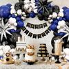 Blue Theme Balloon Kit Arch Royal Blue Black White Silver Balloons Garland Exploding Star Foil Globos Birthday Party Decoration