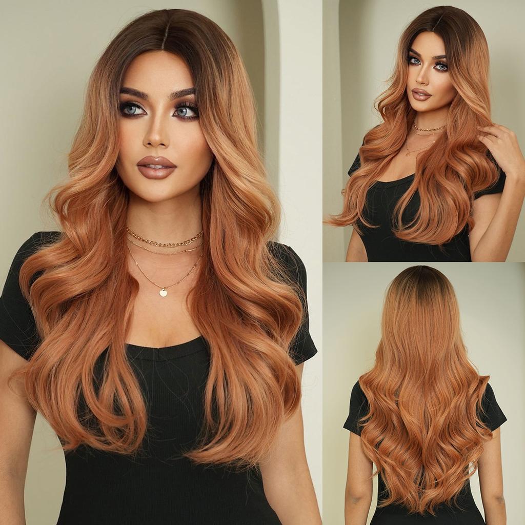 Fashion Women's Medium Gradient Long Curly Wig Big Wave Chemical Fiber Wig