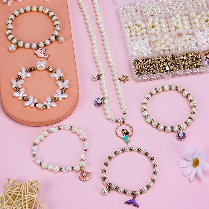 DIY Handmade Beading Kit: Pearl Bracelets and Necklace Accessories for Girls