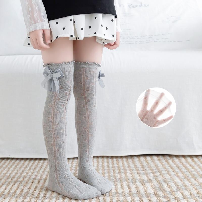 Kids Knee High Socks For Girls Princess Dot Bow Children's Stockings Spring Autumn Student Long Sock 3-8Years