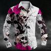 Men's Shirt Skull Rose Flower Series Pink Blue Red Skull Men's Tops Soft and Comfortable US Size Plus Size
