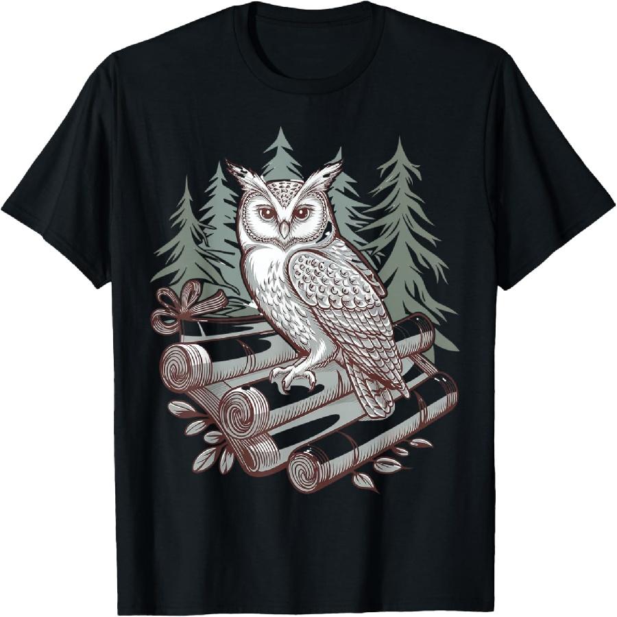 Футболка «Сова из Зачарованного Леса, сидящая на Древних Свитках» XXXXXL чёрный