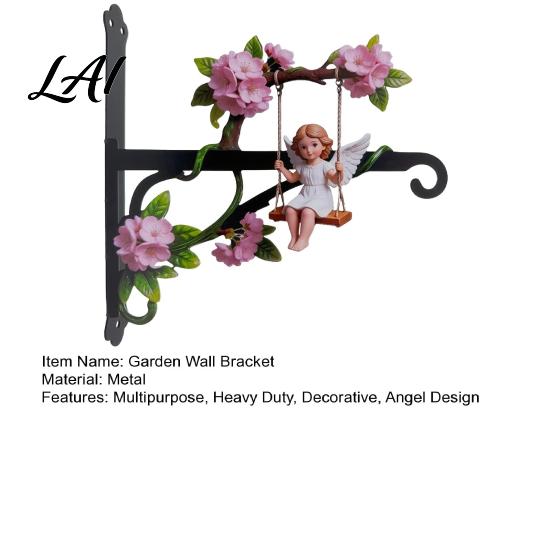 Decorative Garden Wall Mount Swing Angel Plant Hanger Cute Girl Bracket Small Space Hanger Metal Hook for Hanging Flower Basket Bird Feeder