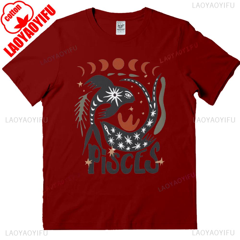 Pisces Tee Pisces Zodiac T-shirt Comfortable Personality Tops Birthday Unisex Tee High Quality Cotton Tops Graphic T-shirts