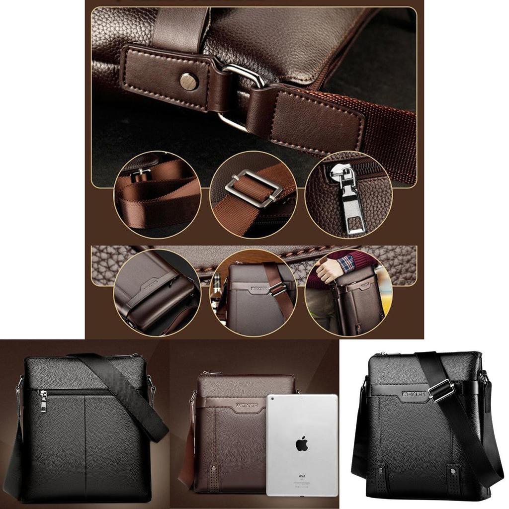 Classic Business Leather Man Bag With Soft Pu Leather And Adjustable Straps