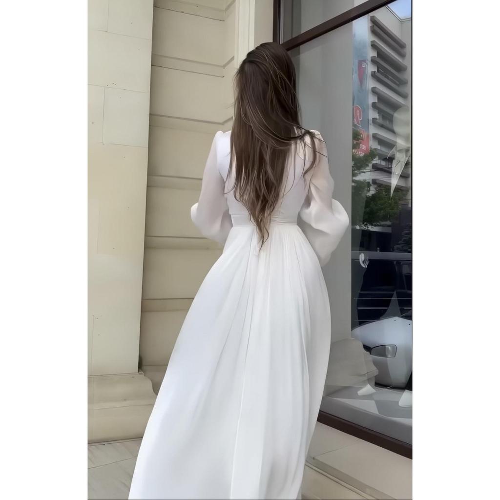 Elegant High Neck Bell Sleeve Mesh Dress - Sexy European & American Style for Women