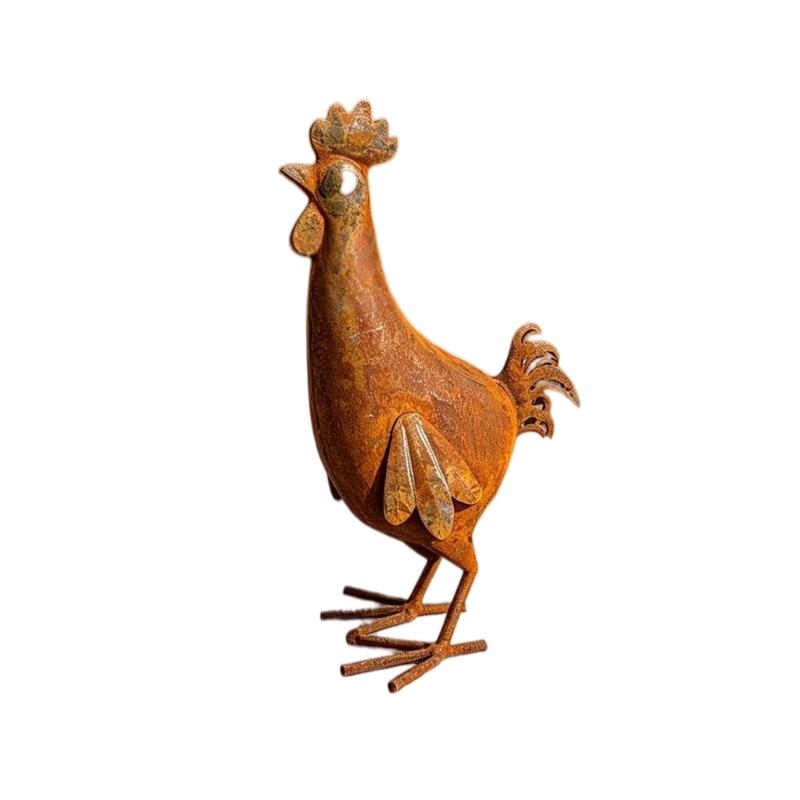 Metal Bird Statue Garden Piece for Gate Post and Porch Entry, 13 x 25 cm Iron Animal Figure for Flower Bed and Yard Display Outdoor Use
