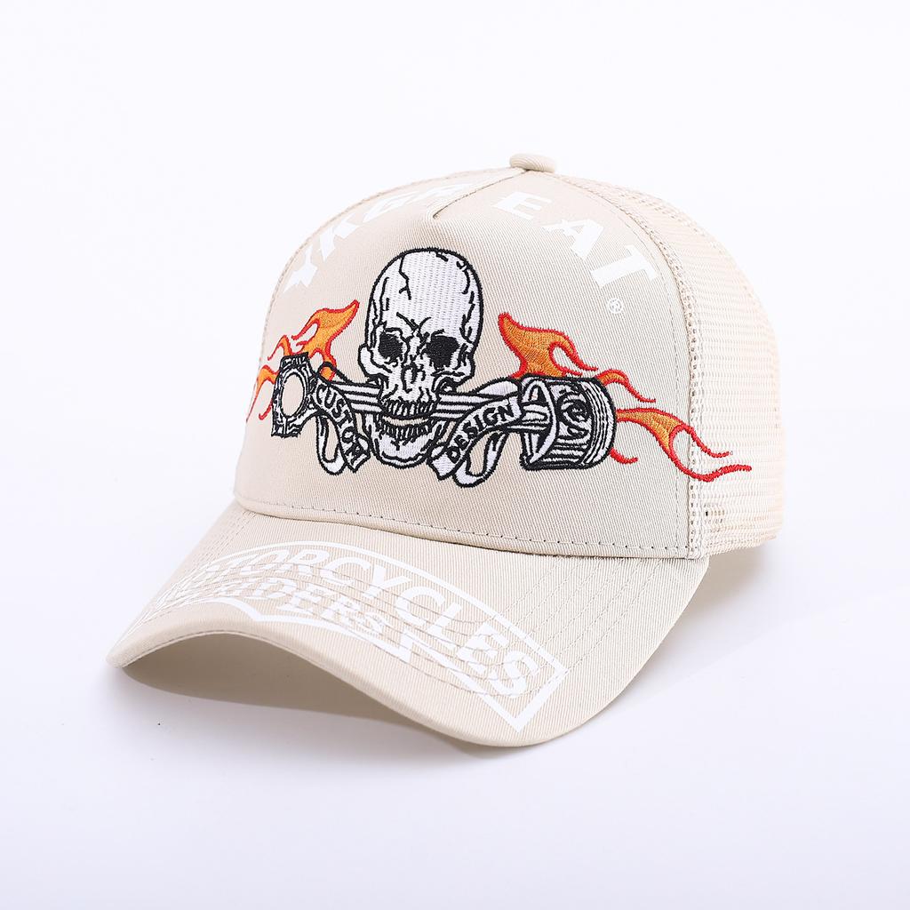 Pentagram Skull Mesh American Locomotive Cap Truck Driver Hat Breathable Baseball Cap