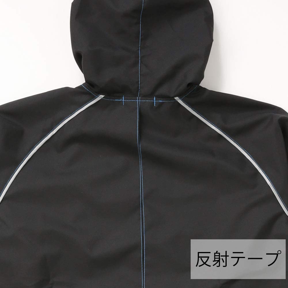 ogawa Converse Adjustable Reflective Transparent Elastic Belly Pocket for Easy Access To Pants Size 20094 Kids' Raincoat, 130cm, Black, Tape, Window,