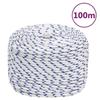 152296 vidaXL Boat Rope White 10 Mm 100 M Polypropylene