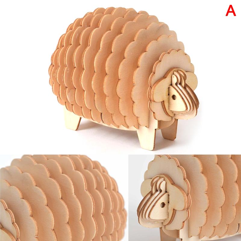 3D Wooden Car Animal Puzzle Jigsaw Woodcraft Kit Toy Diy Self-Assembly Model