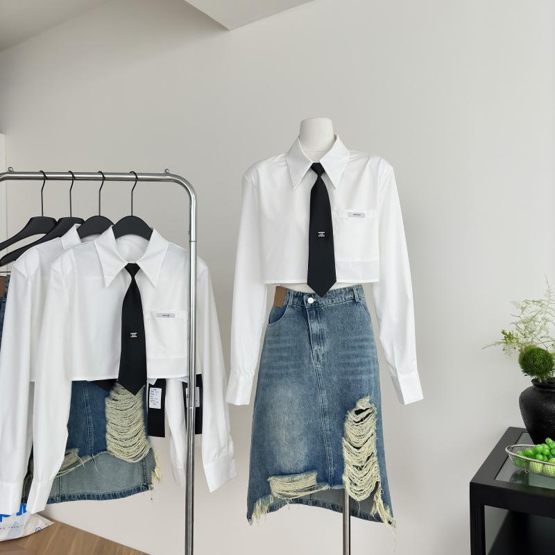 

Xin Xing Han Hao Tian Irregular Hem Blue Denim Midi Skirt – Spring/Autumn Slim Fit for Women XL [126-142 lbs]