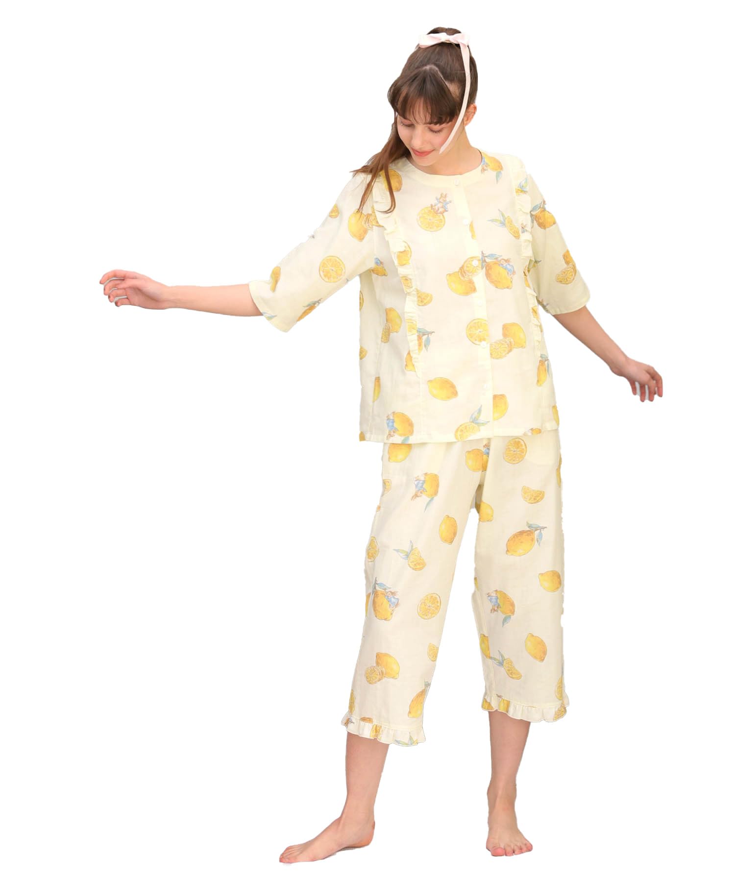 

Narue Peter Double Gauze Ruffle Shoulder Pajamas Rabbit™ 24-35402-YE-M-L