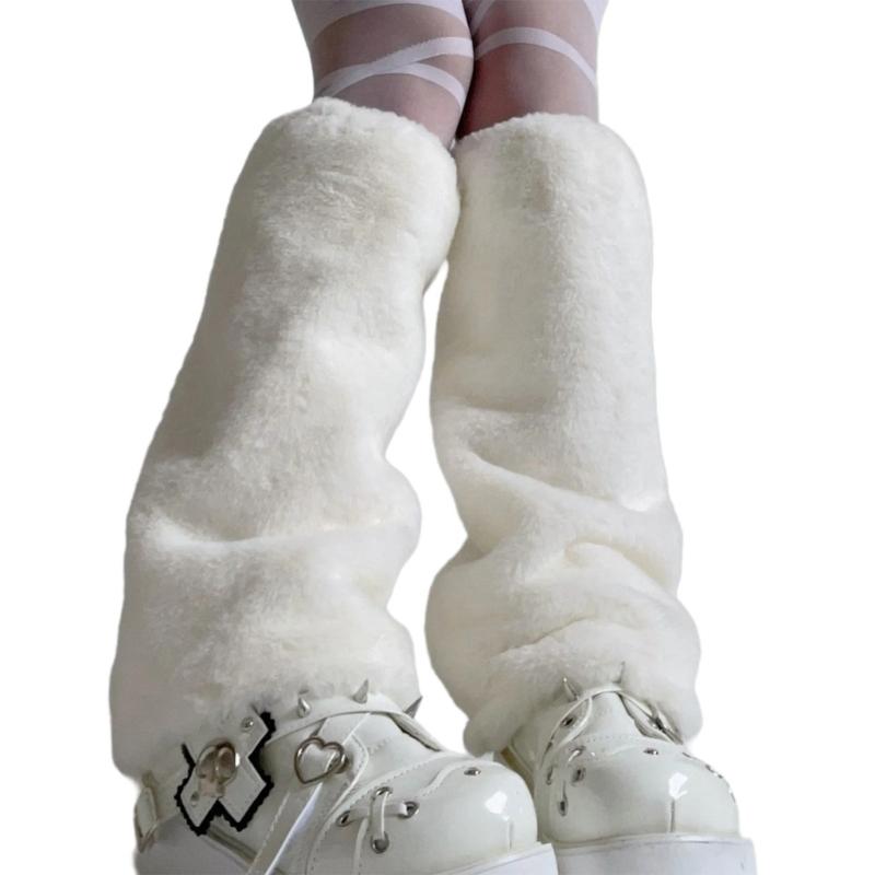 Fashion Furry Leg Warmers for Women and Teen Girl Leopard Colorful Plush Boot Covers Socks for Winter Comfort Streetwear