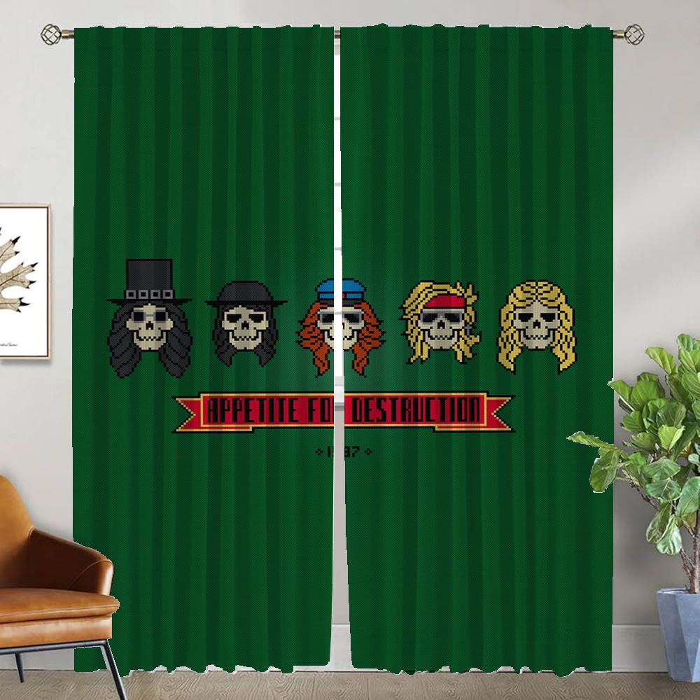 Moskitonetze für Wohnzimmer Guns NRoses Raumteiler Halloween Dekoration Verdunkelungsvorhang für Zimmer 2 Paneele Jalousien Kind