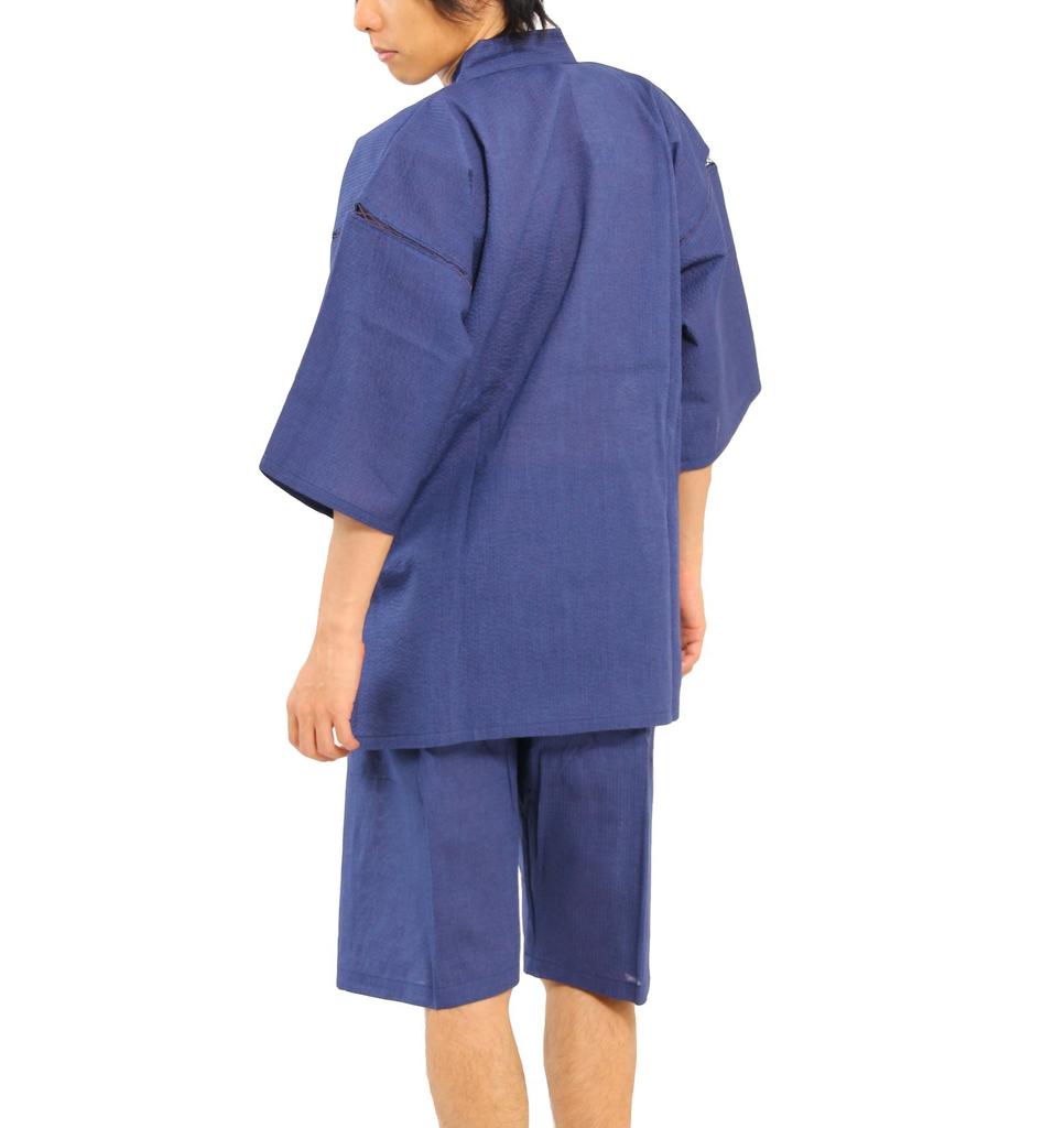 Edoten Men's Shijira-woven Jinbei (5001LNV, LL) - Made In Japan with Thread, Sewn, and Dyed In Japan