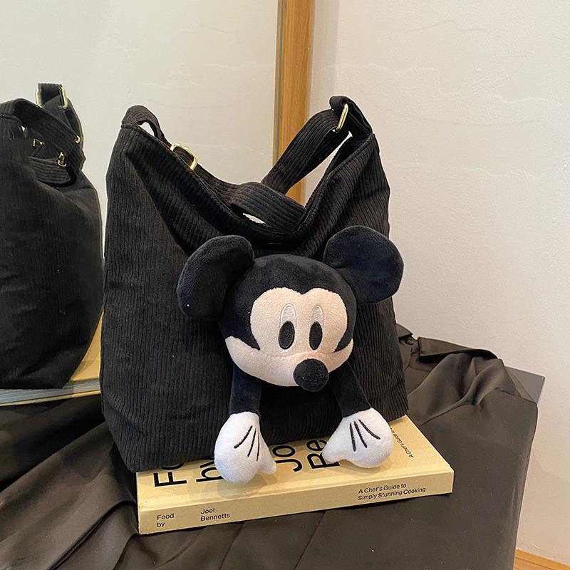 Mickey Mouse Canvas Shoulder Bag With Zipper Closure For Daily Casual Wear