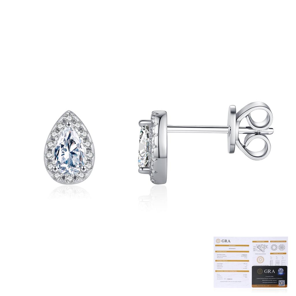D Color Pear Cut Moissanite Stud Earrings 925 Sterling Silver Water Drop Lab Created Diamond Wedding Fine Jewelry for Women