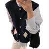 Women's Knitted Vest Spring and Autumn Diamond Grid Knitted Vest Women's Loose Sweater Vest Top