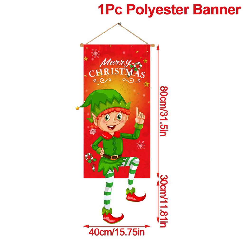 Wisząca flaga świąteczna Baner na drzwi ganku Dekoracje świąteczne do domu 2024 Ozdoby Prezenty świąteczne Navidad Wystrój noworoczny 2025