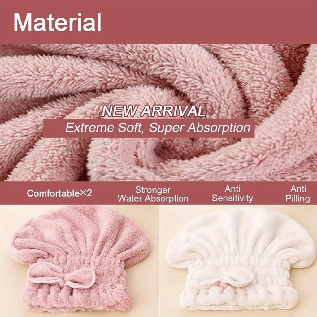 Fast Drying Hair Drying Caps Extrame Soft Ultra Absorbent Microfiber Thick Portable Cute Hair Towel Caps Towel Turban Wrap For Wet Hair Knot Dry Cap