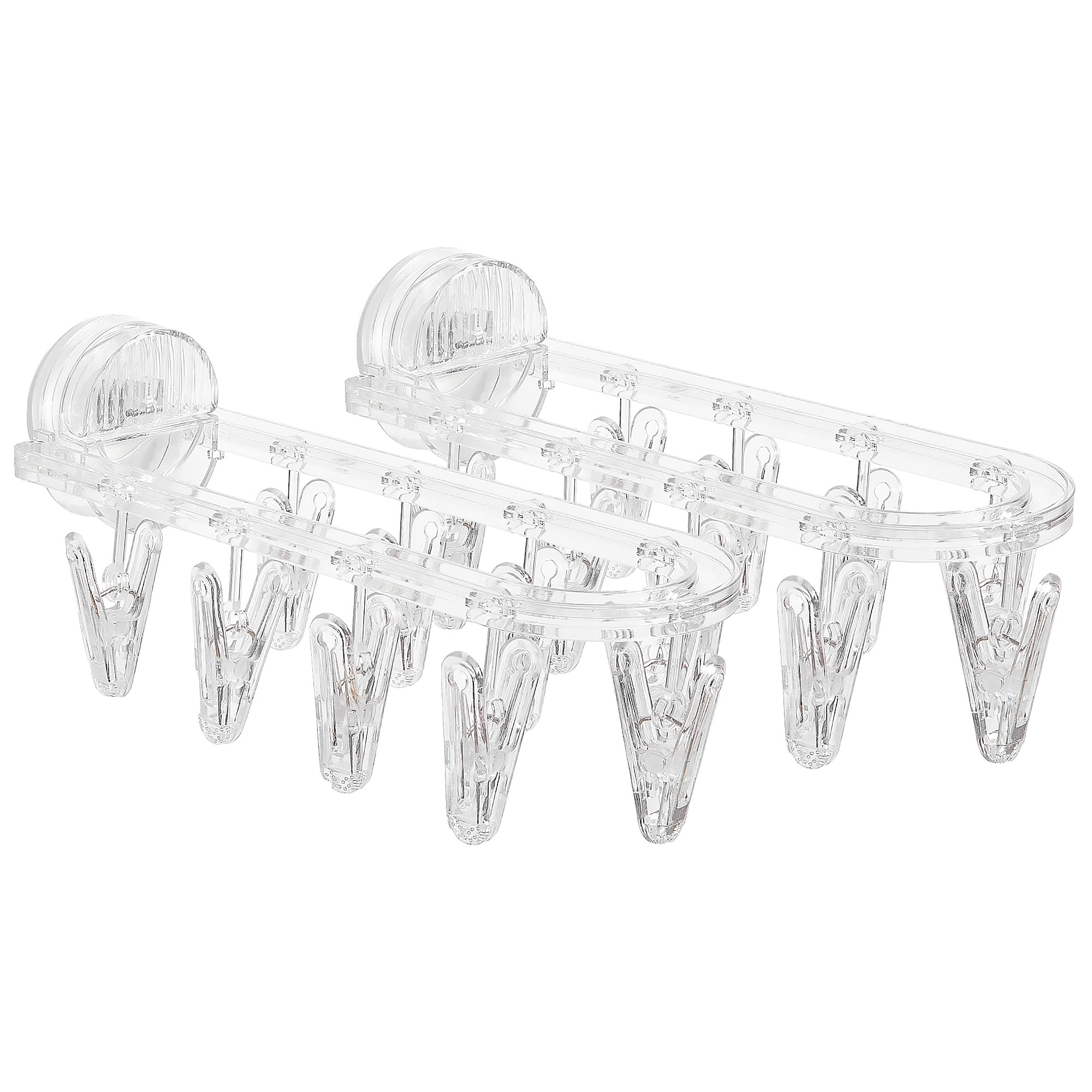 

Clothes Drying Rack Laundry Foldable Drip Hanger with 9 Clips, Wall Mounted Suction Cup Clothespins for Socks Gloves Towels M&9