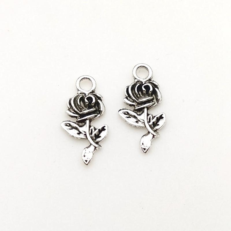 20pcs 20x12 mm Retro Goth Thorns and Roses Alloy Tibetan Pendants Jewelry Making Small Pendant DIY Handmade Accessories
