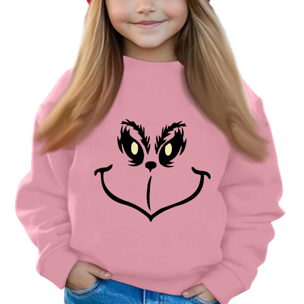 Christmas Day Girls Round Neck Pullovers For Kids Printed Baby Tops